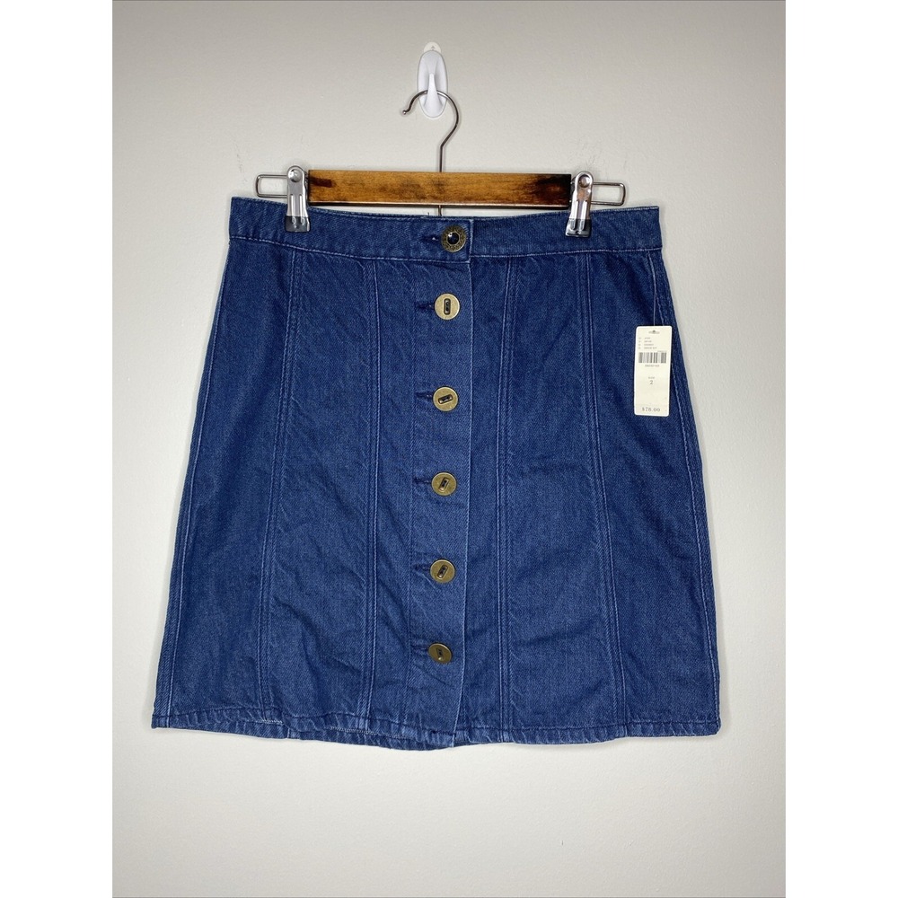 Pilcro and the Letterpress Anthropologie Jean Denim Skirt A-line Buttons Size 2